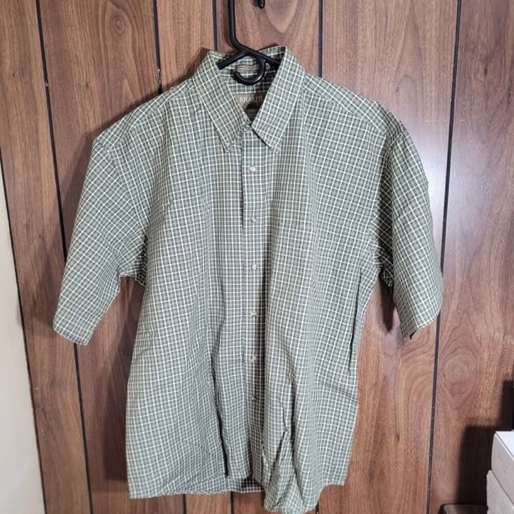 Khaki's by Arrow Green Plaid Short Sleeve Casual Shirt - XL